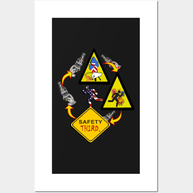 Funny Fireworks Safety Third Graphic Design 4th of July Wall Art by tamdevo1